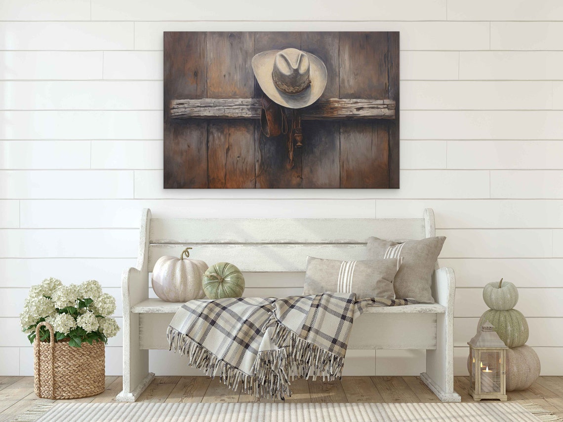 Rustic Cowboy Hat Framed Print Ready To Hang - Image 2