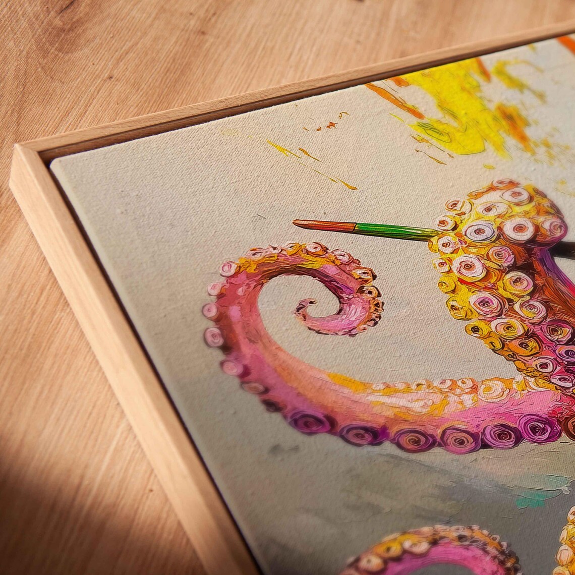 Whimsical Octopus Painting Wall Art Print Colorful Masterpiece Bright Yellow And Orange - Image 2