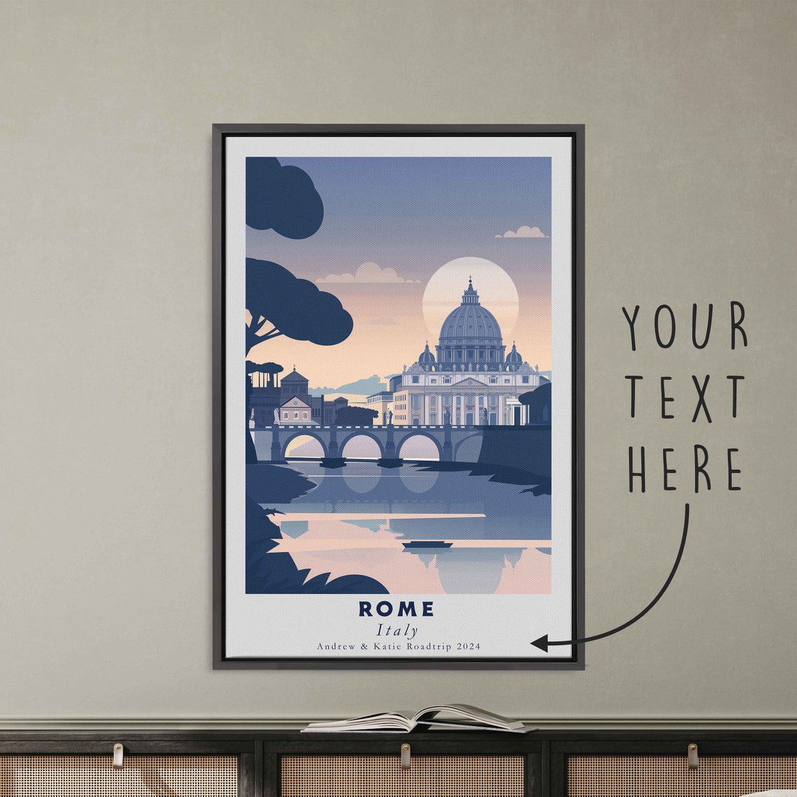 Rome Italy Saint Peters Basilica Tiber Bridge Sunset Wall Art - Image 3