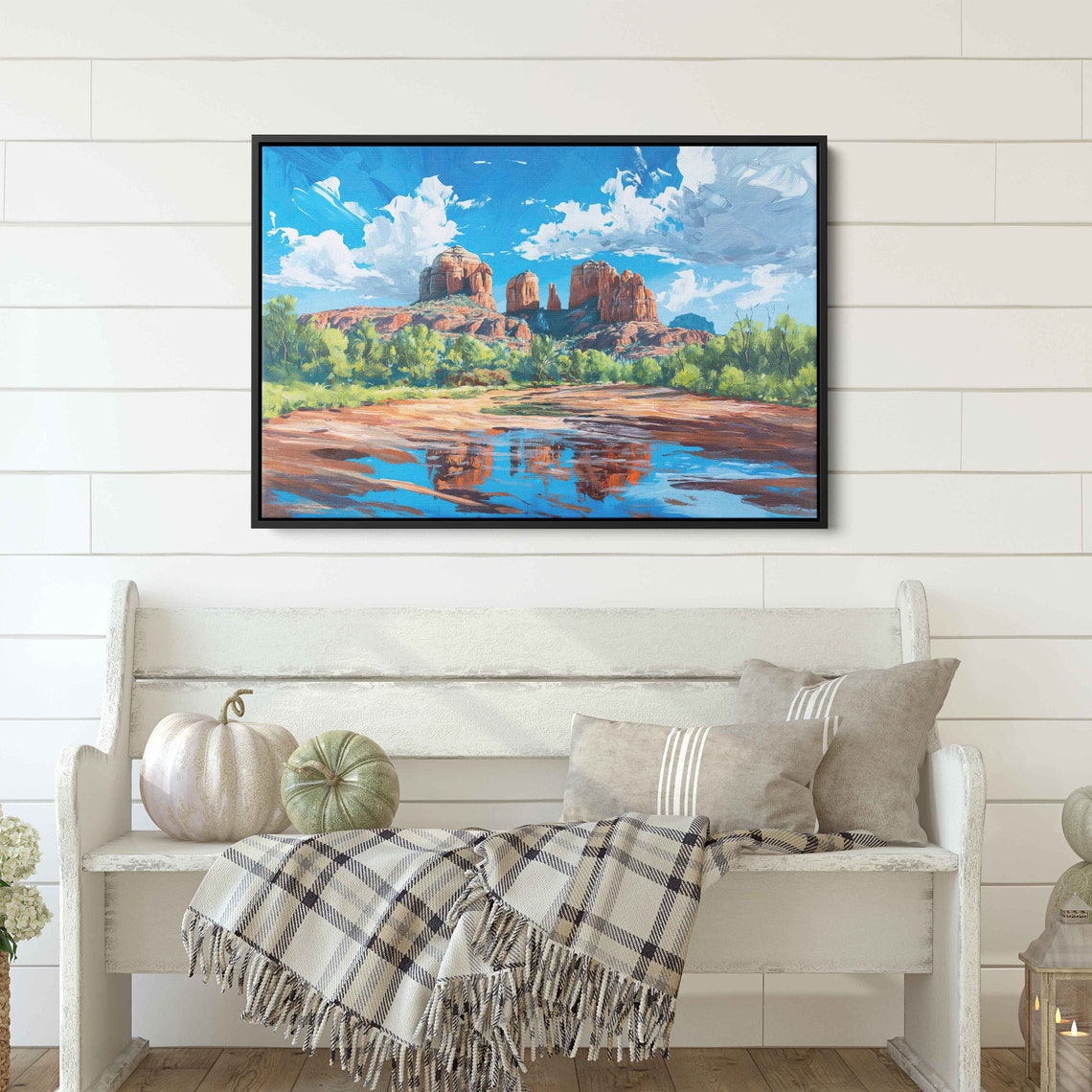 Sedona Arizona Red Rock Buttes Reflected In Calm Water Poster - Image 3