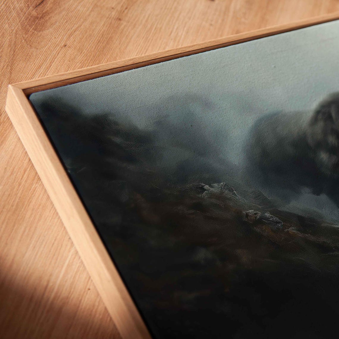 Grizzly Bear Emerging From Foggy Mountain Forest Oil Painting Poster - Image 2