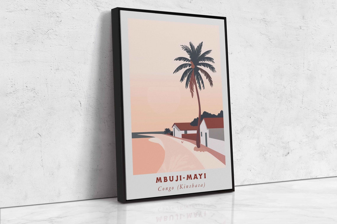 Mbuji Mayi Congo Kinshasa Beach Palm Tree Coastal Sunset Travel Poster - Image 2