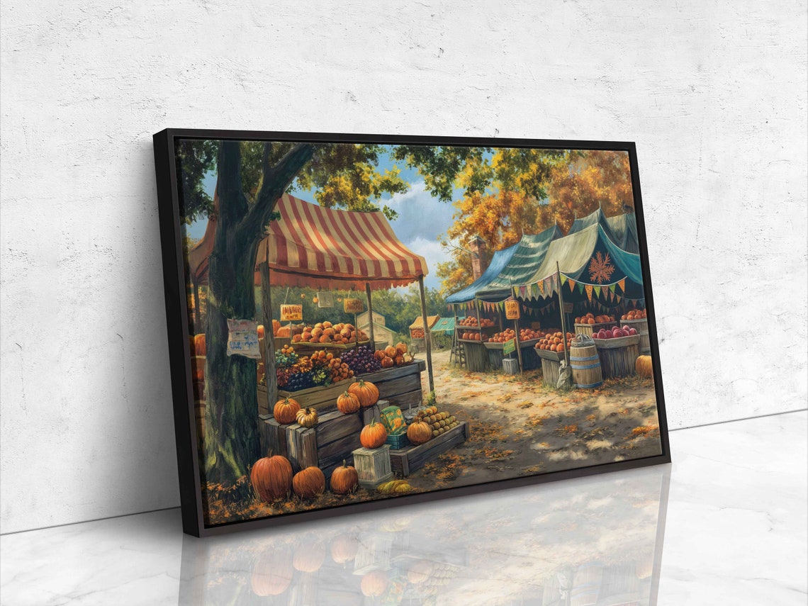 Fall Farmers Market Stalls Pumpkins Produce Harvest Festival Poster - Image 4