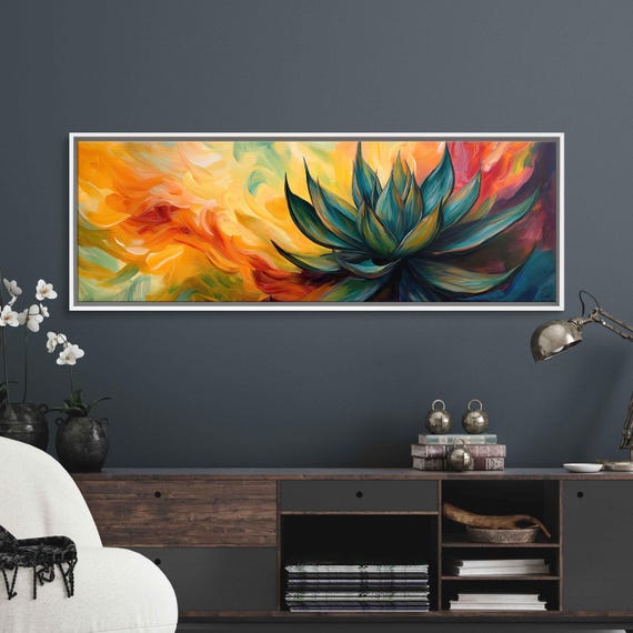 Agave Plant Acrylic Painting Wall Art Print Swirling Colors Inspired By Van Gogh