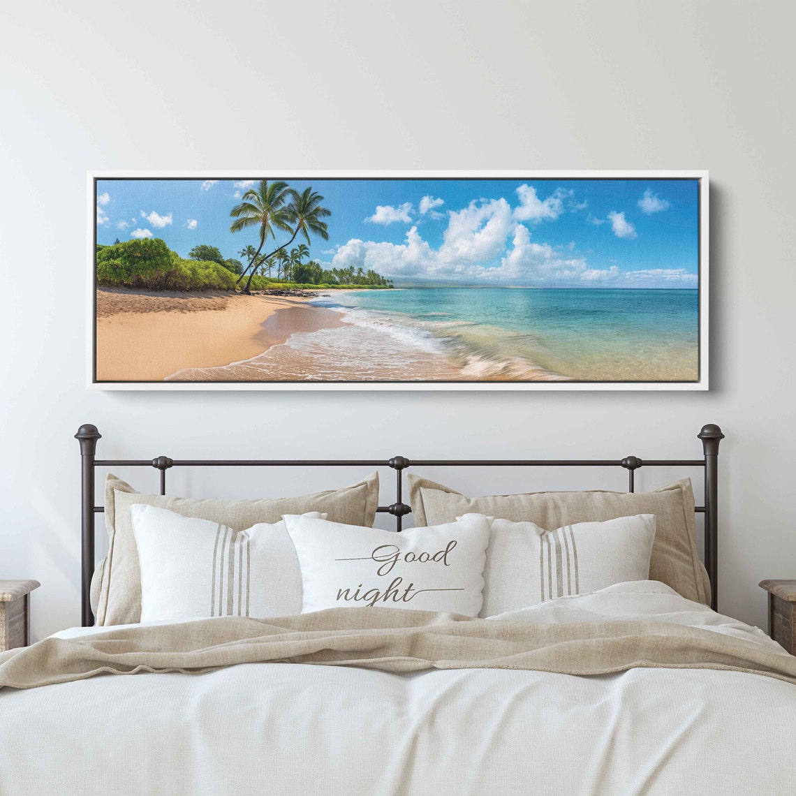Tropical Beach Photograph Palm Trees Ocean Waves Wall Art Print Ready To Hang - Image 3
