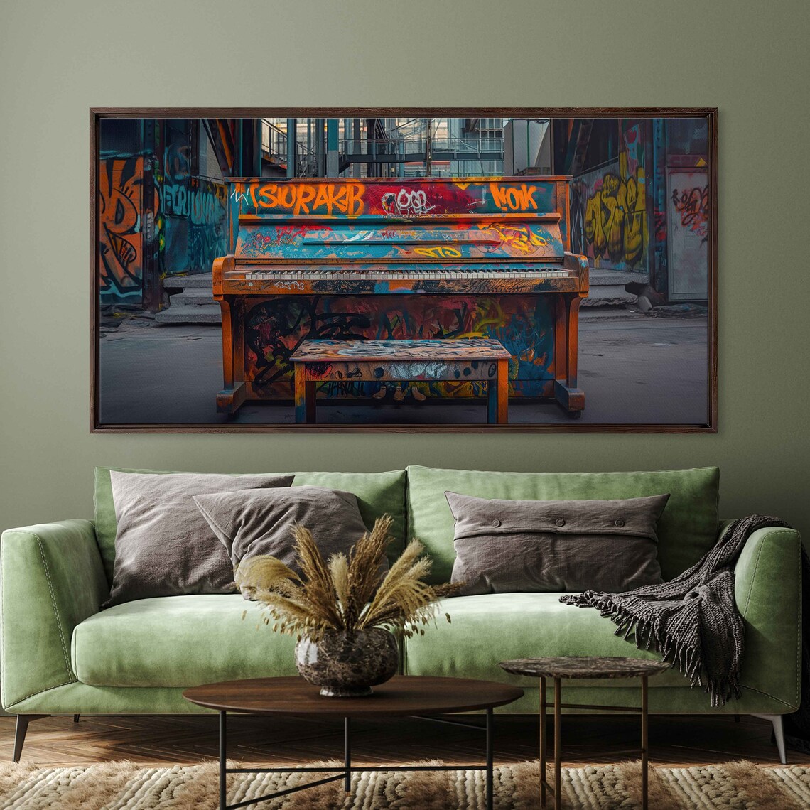 Graffiti Covered Urban Piano Vibrant Colorful Street Art Music Print - Image 2