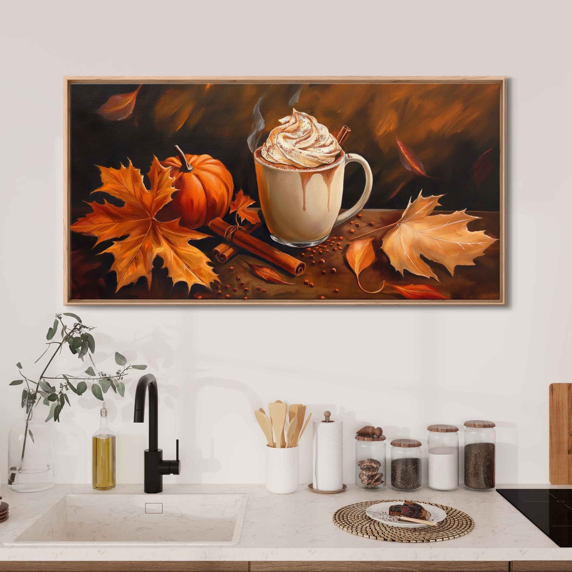 Pumpkin Spice Latte With Pumpkin And Cinnamon Cozy Fall Art Poster - Image 3