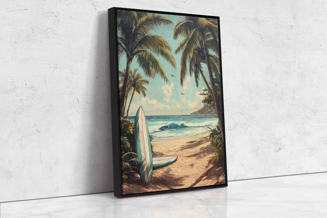 Serene Beach Scene With Surfboards Wall Art Print - Image 4