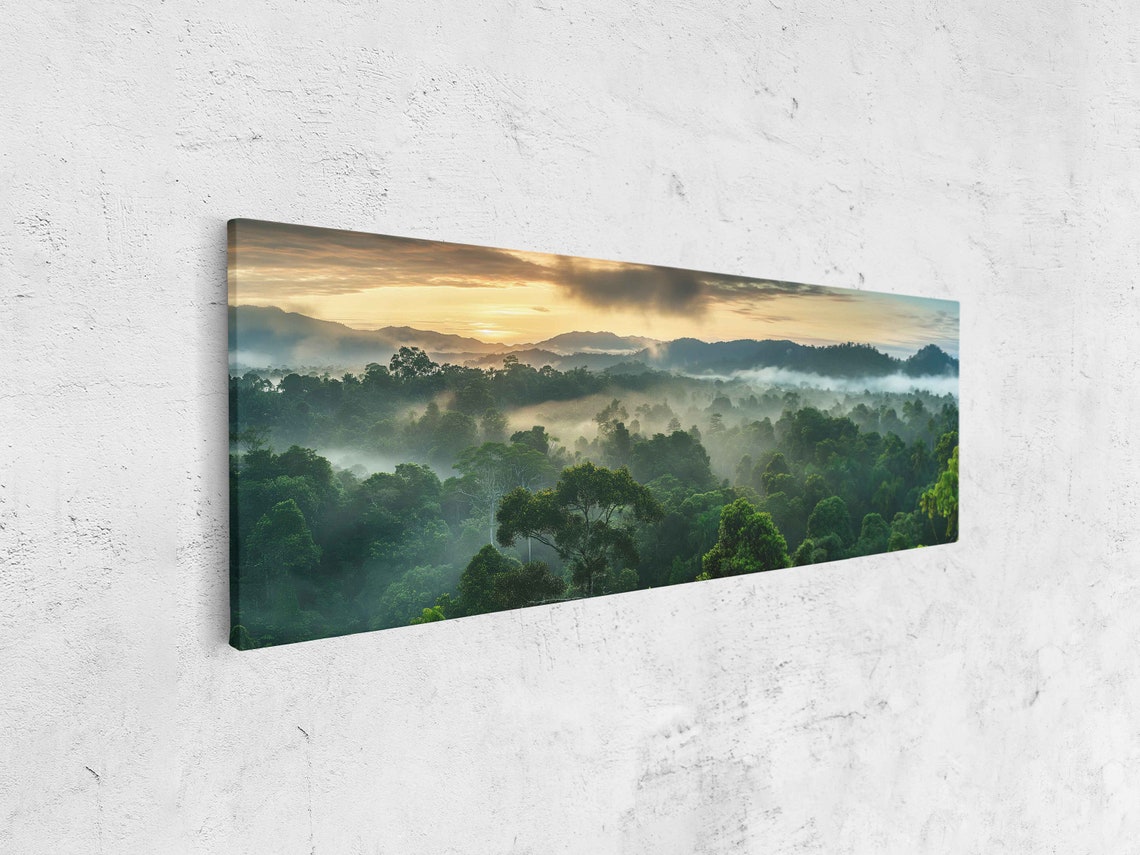 Panoramic Rainforest Canopy At Sunrise Wall Art Print Tropical Landscape Jungle Poster Rainforest Foliage Ready To Hang - Image 4