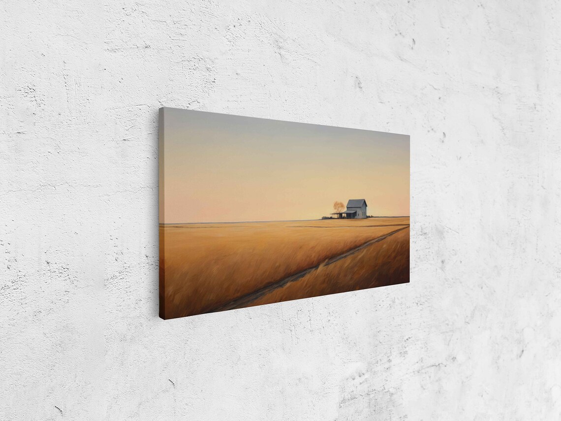 Golden Wheat Field Farmhouse Sunset Minimalist Rural Harvest Print - Image 4