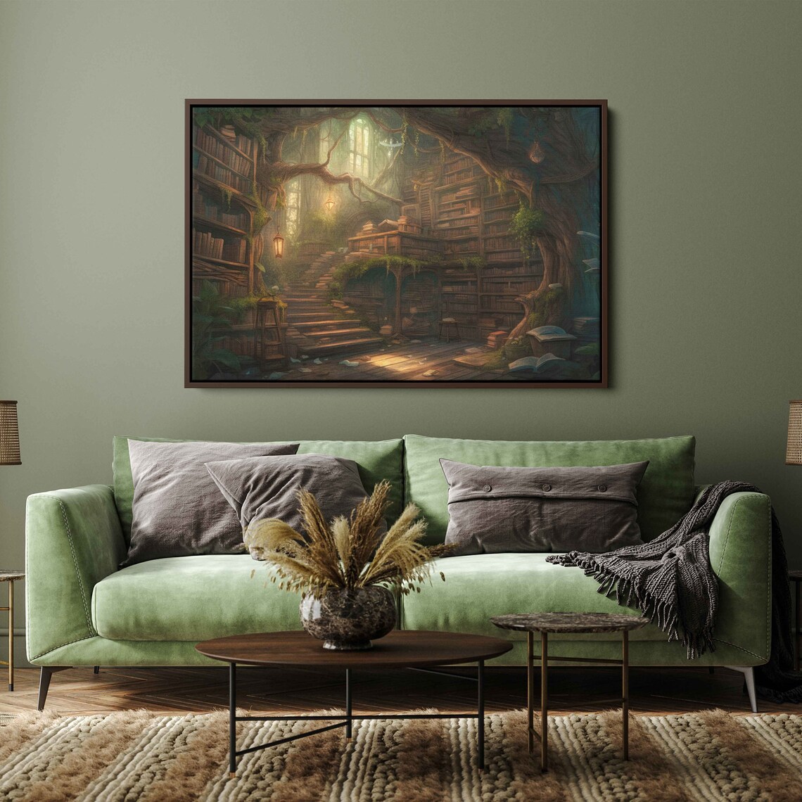 Magical Tree Library In Enchanted Forest, Art Print