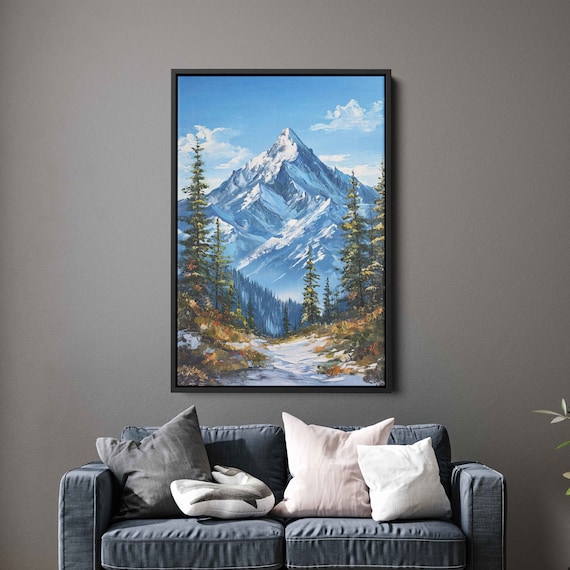 Alaskan Mountain Forest Oil Painting Wall Art Print Ready To Hang Mountain Range Outdoors National Park Alaska Landscape