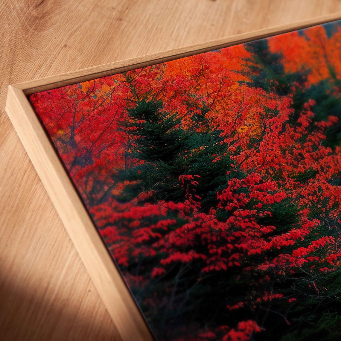 Straight Empty Road Into Fiery Autumn Forest Fall Photo Wall Art - Image 2