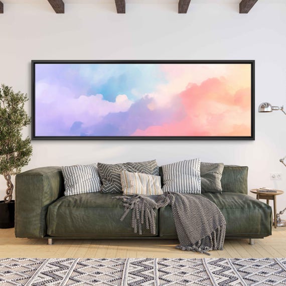 Abstract Pastel Clouds Wall Art Print Soothing Oil Painting For Joy And Tranquility