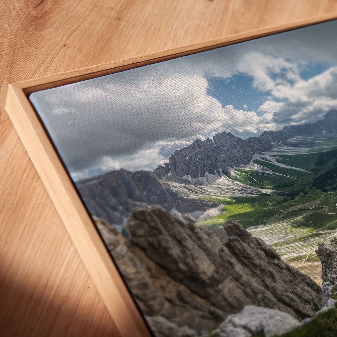 Dolomite Alps Under Cloudy Skies Breathtaking View Wall Art Print Italian Mountain Range Lush Cliffside Valley Ready To Hang - Image 2