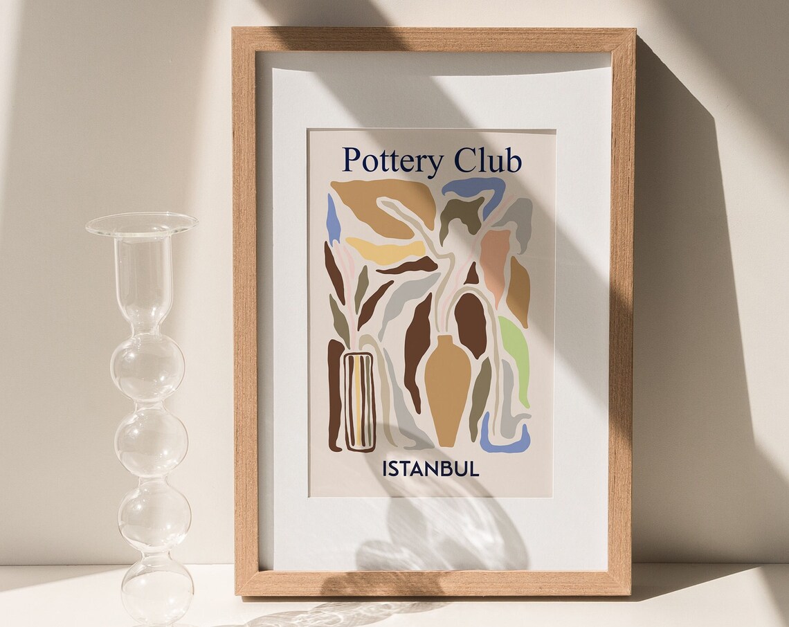 Pottery Club Istanbul Abstract Ceramic Vase Modern Art Poster