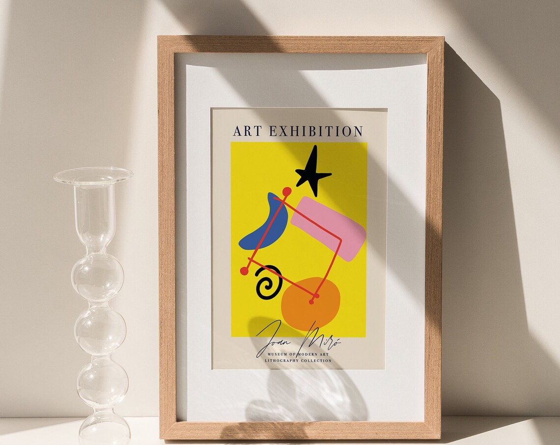 Joan Miro Art Exhibition Yellow Abstract Lithograph Museum Poster