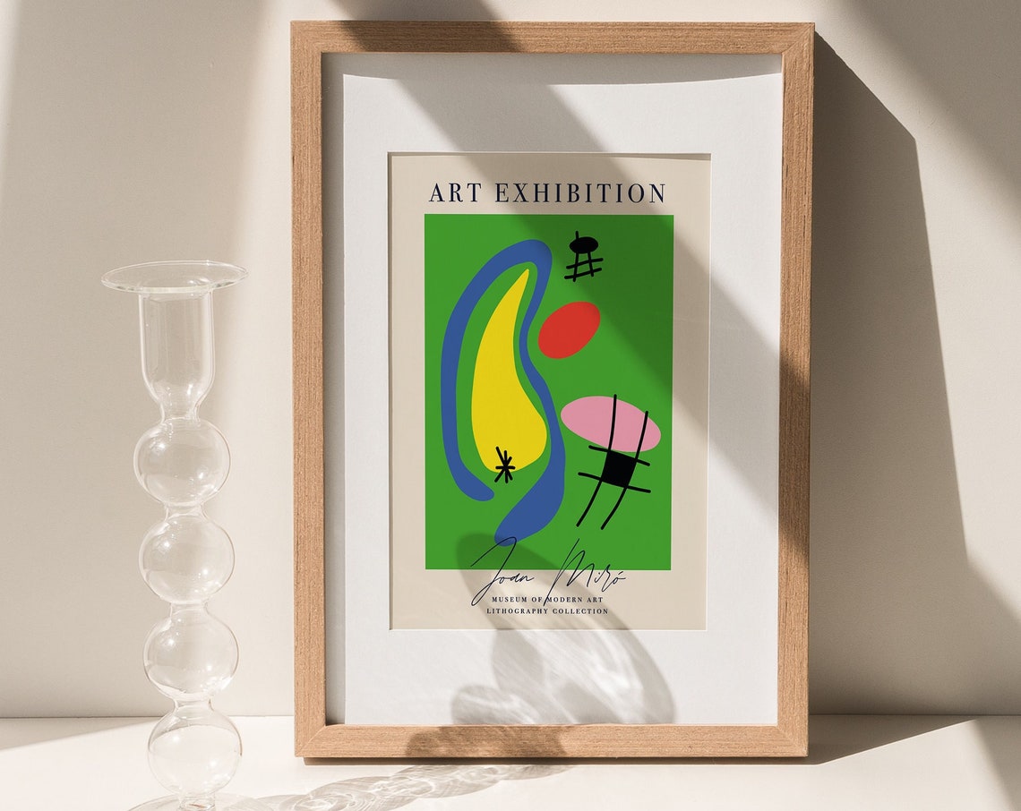 Joan Miro Green Abstract Art Exhibition Litho Collection Poster