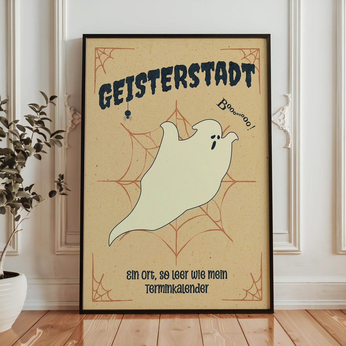 Geisterstadt Funny Ghost Retro German Halloween Typography Poster