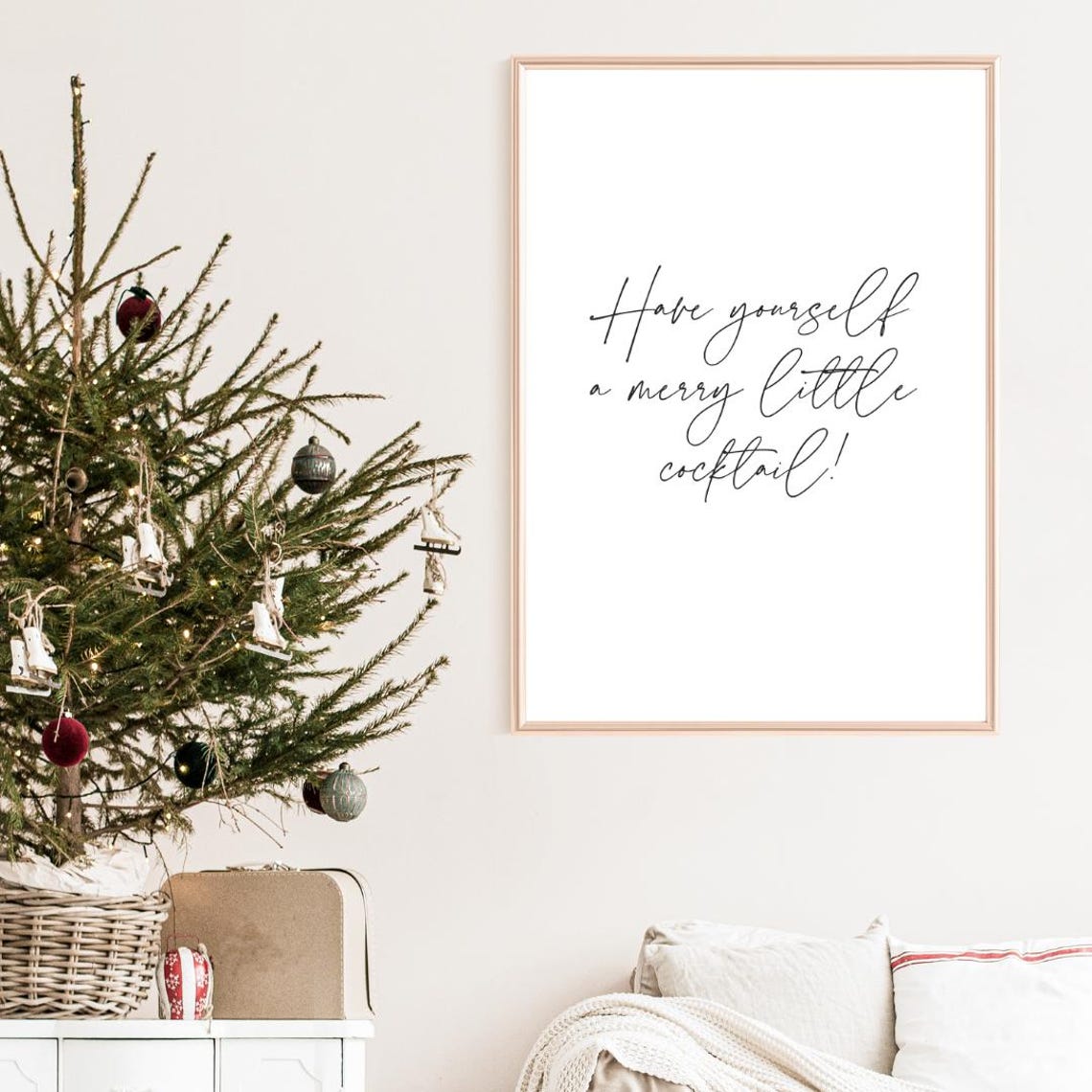 Have Yourself A Merry Little Cocktail Holiday Script Quote Poster - Image 3