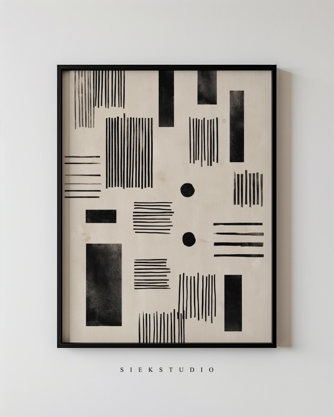 Minimalist Abstract Shapes Circles And Lines Modern Black Beige White Pattern Art Contemporary Geometric Wall Decor 143