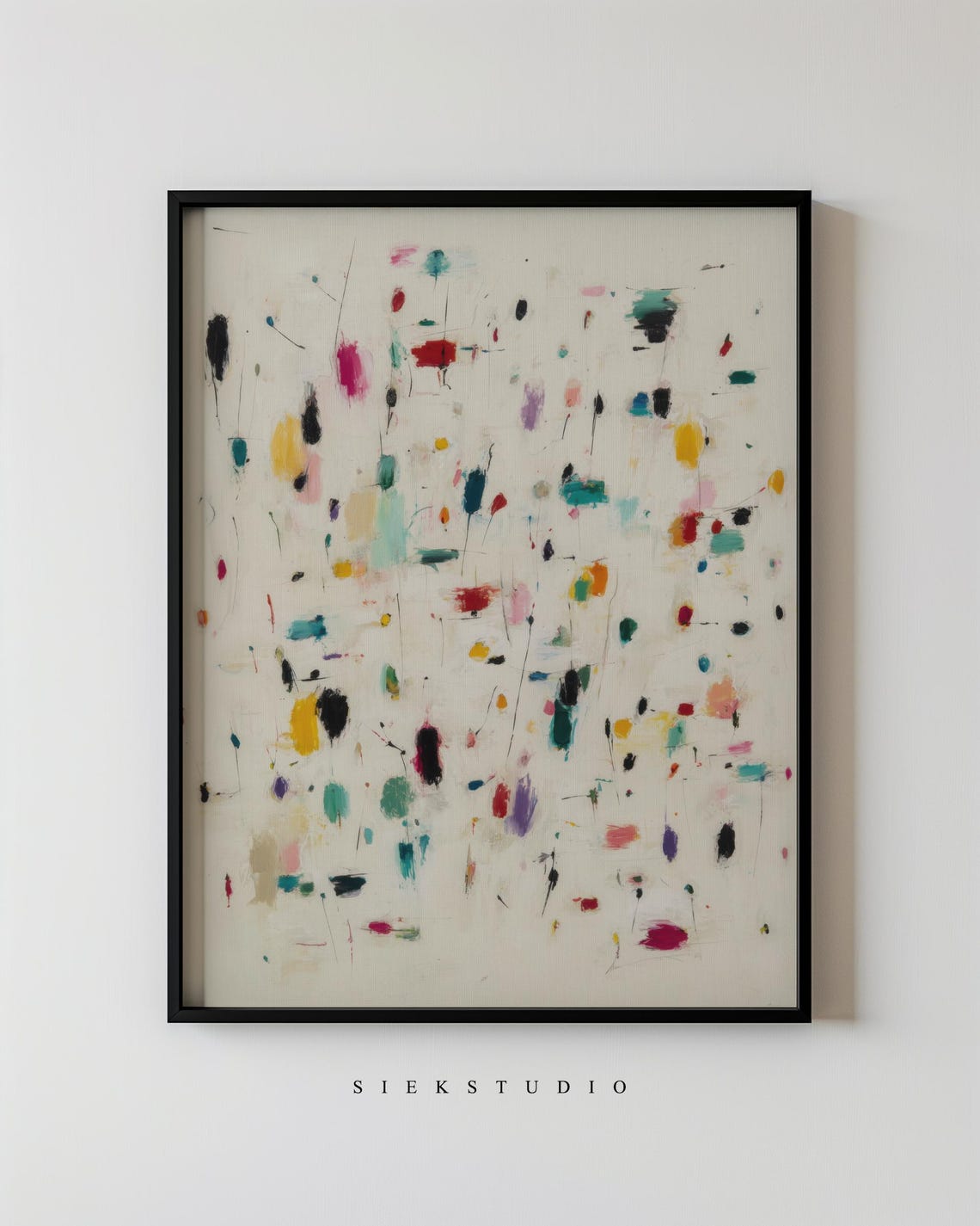 Colorful Abstract Splatter Dots Modern Expressionist Art Poster