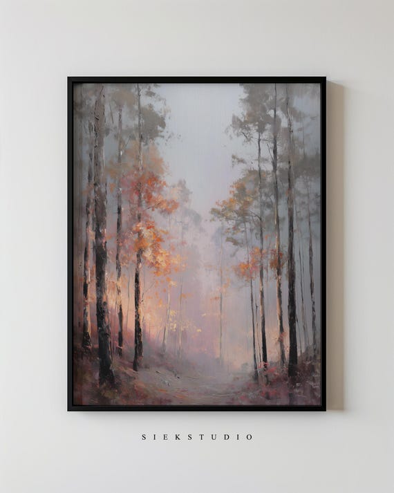 Modern Abstract Autumn Light Landscape Painting Minimalist Fall Seasonal Forest Wall Art Contemporary Nature Inspired 200