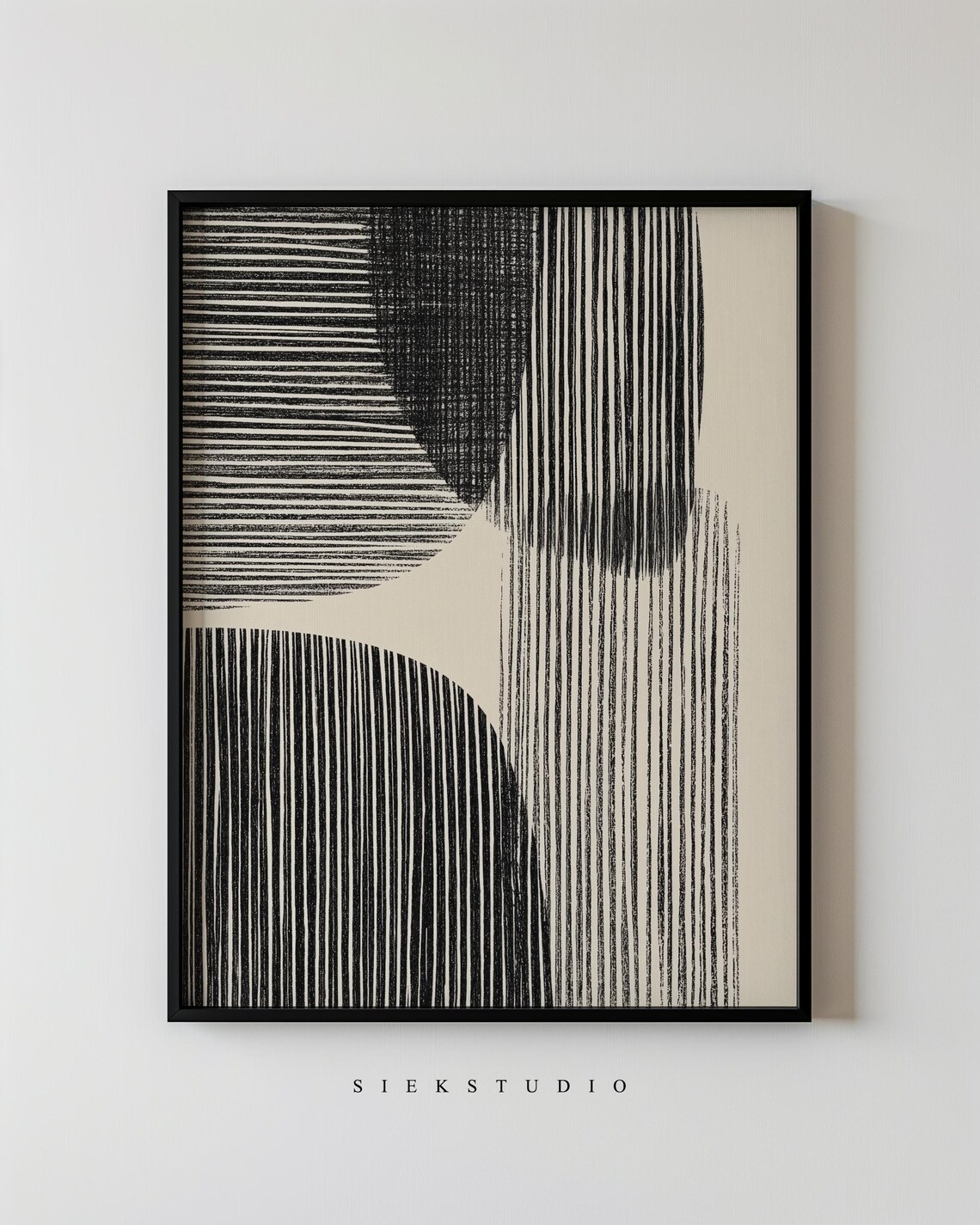 Modern Abstract Line And Large Shape Art Minimalist Black Beige Geometric Neutral Contemporary Home Bedroom Decor 166