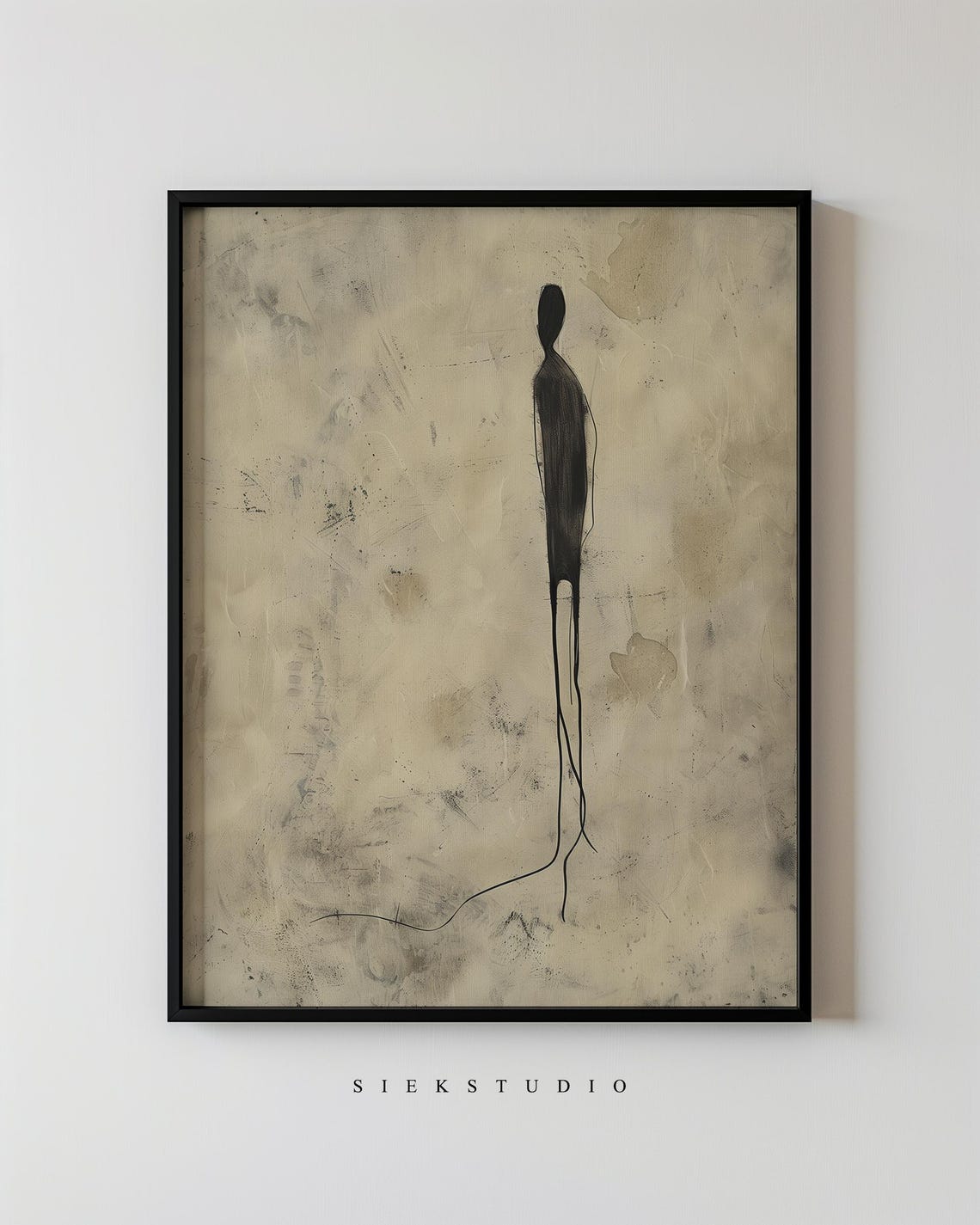 Minimalist Beige Figurative Abstract Solitary Figure Art Poster
