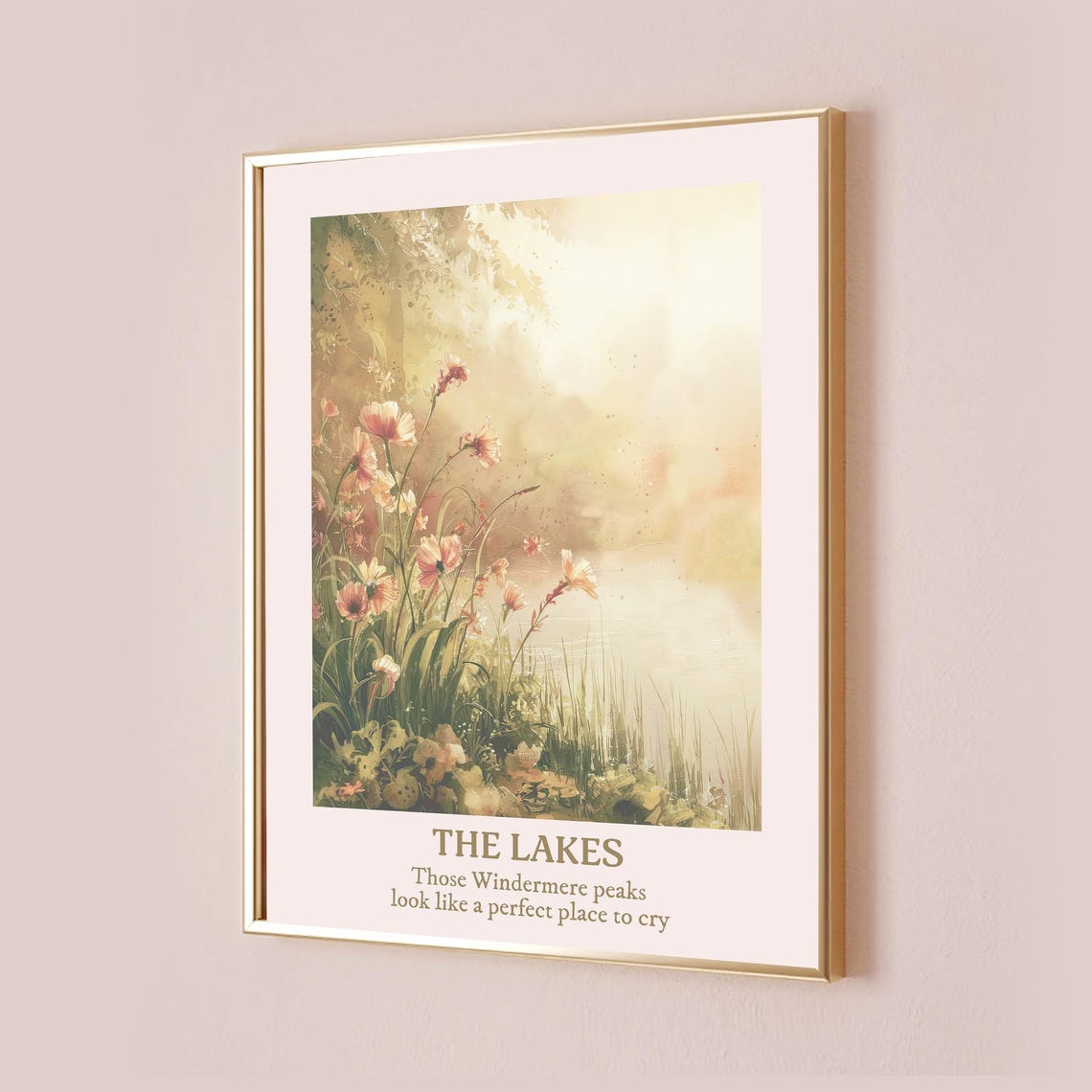 The Lakes Windermere Peaks Watercolor Wildflower Lyric Poster
