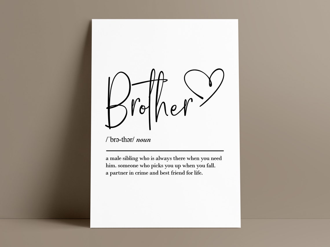 Brother Definition Wall Art Brother Gift Brother Birthday Gift Brother Print Brother Gift From Sister - Image 3