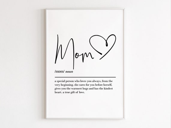 Mom Definition Wall Art Mom Gift Mom Birthday Gift Gift From Daughters Gift For Her Mom Print