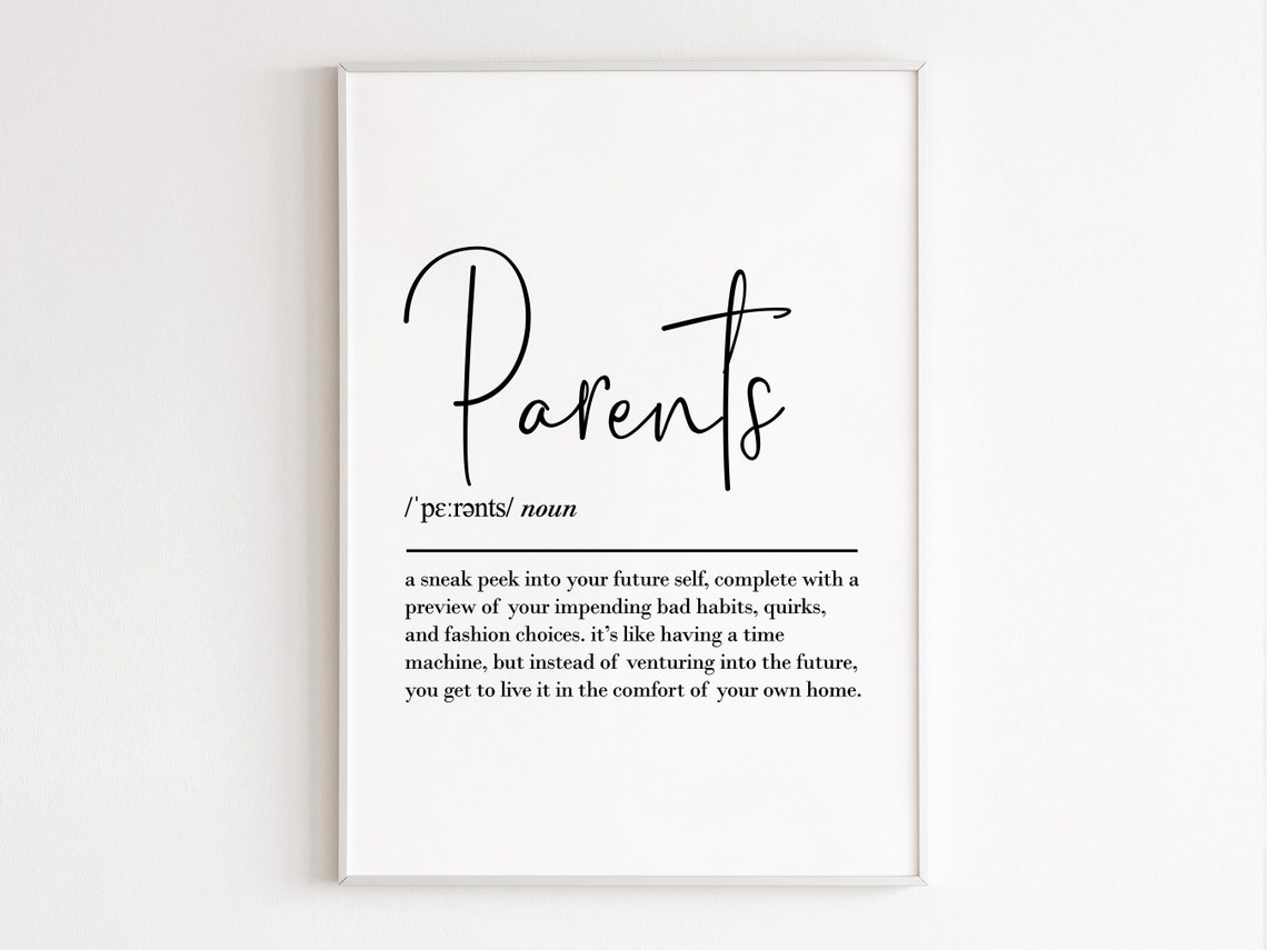 Funny Parents Definition Dictionary Style Family Humor Gift Poster