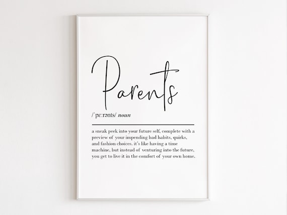 Funny Parents Definition Dictionary Style Family Humor Gift Poster
