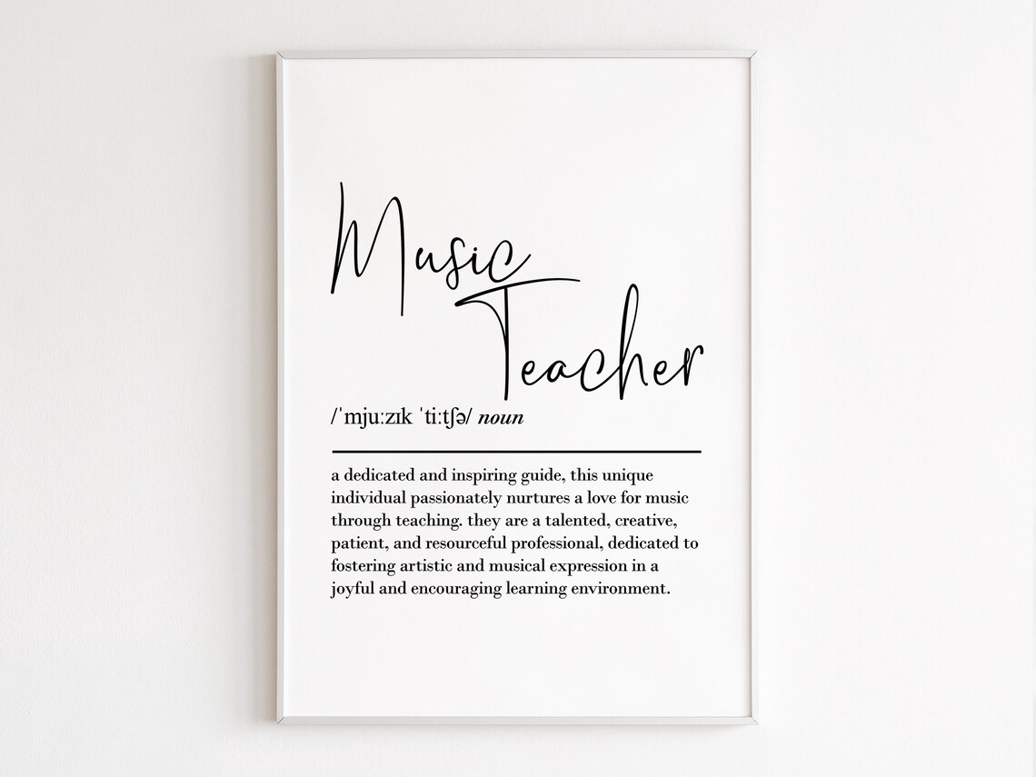Music Teacher Definition Poster, Appreciation Gift