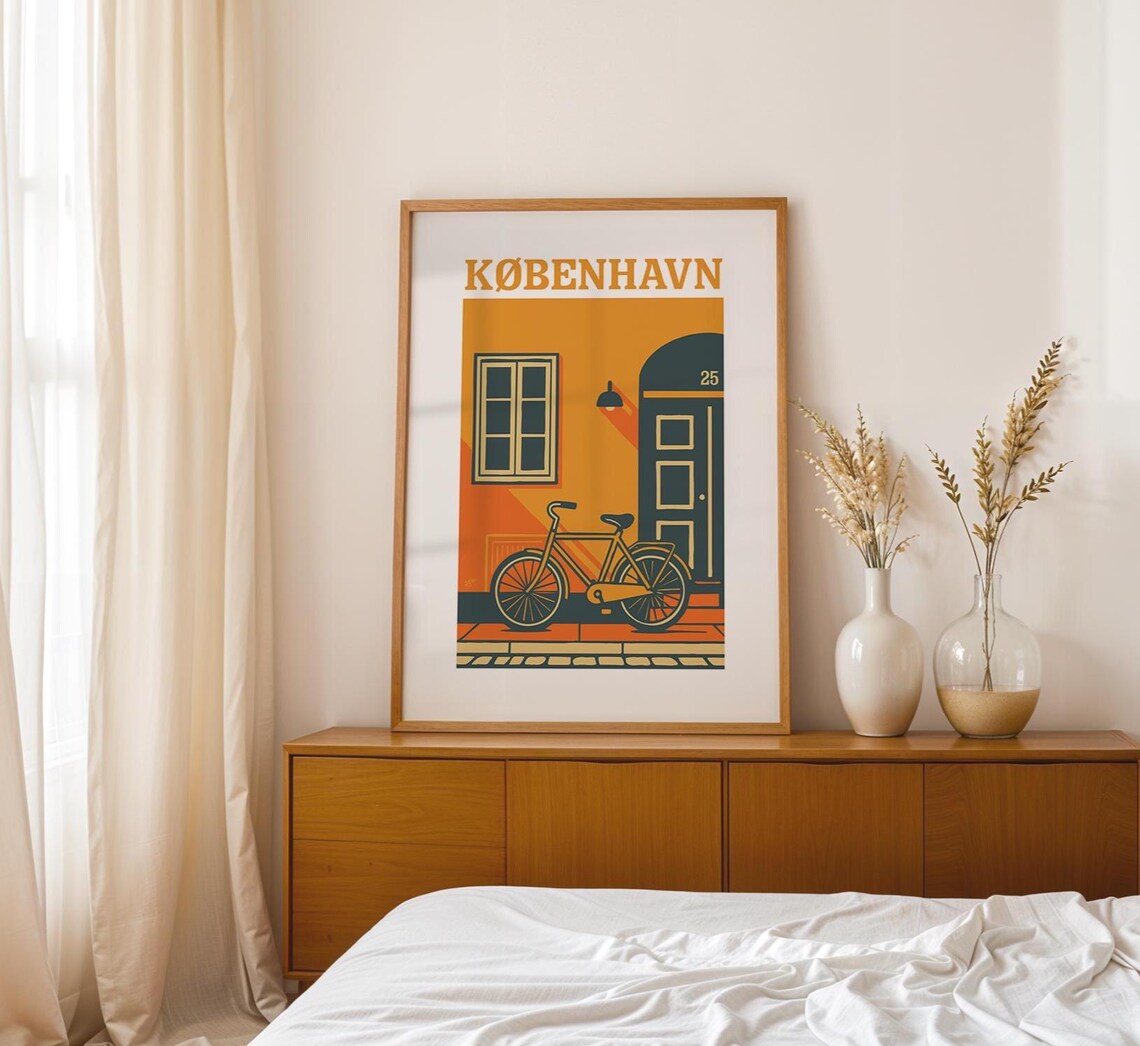 Copenhagen Bicycle Poster, Vintage Scandinavian Decor - Image 3