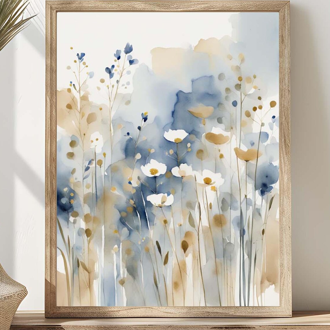 Santorini Wildflowers Abstract Floral Watercolor Art Print