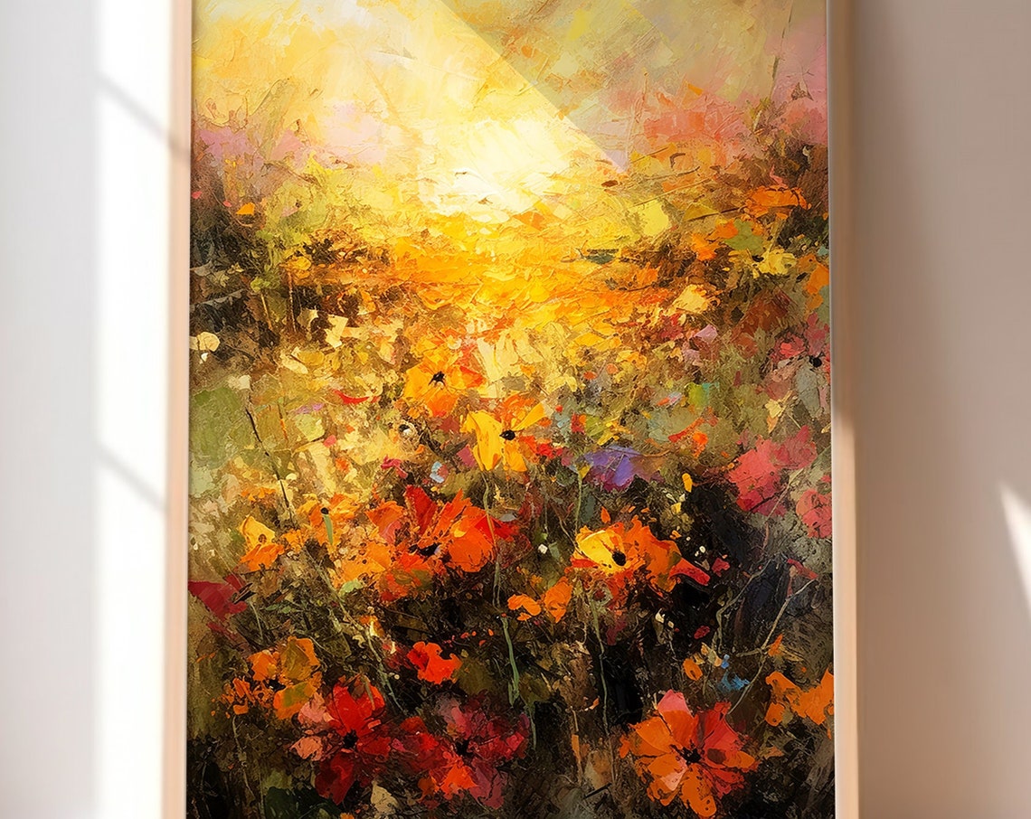 Art Print Art Floral Print Art Wall Vintage Painting Wall Art Oil Painting Floral Print Landscape Wildflower Art