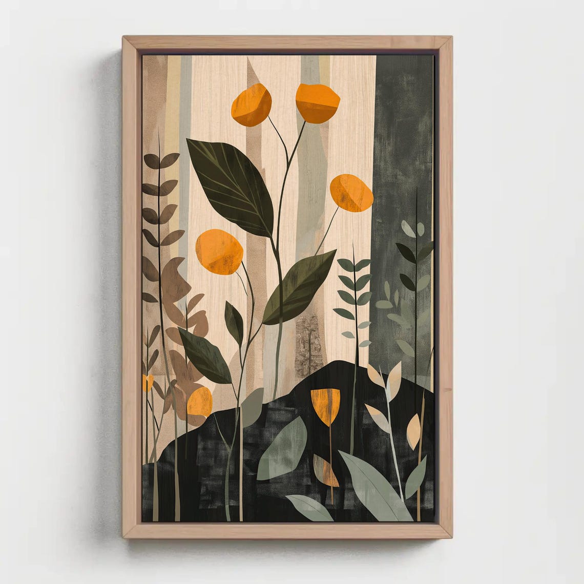 Modern Abstract Botanical with Bold Orange Blooms Artwork Poster - Image 5