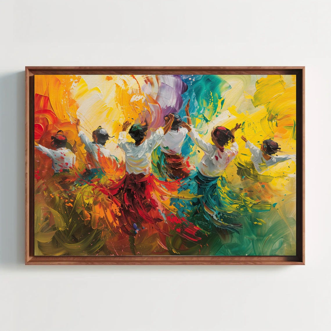 Joyful Holi Festival Dancers In Abstract Color Splash Poster