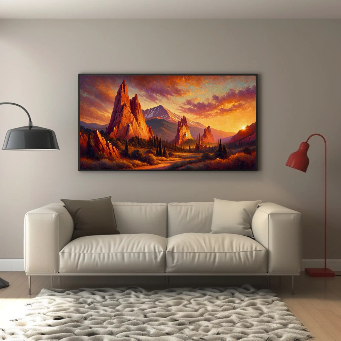 Garden Of The Gods Red Rock Spires And Pikes Peak Sunrise Poster - Image 2
