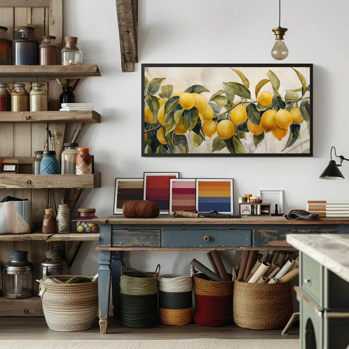 Lemon Tree Branches Heavy With Ripe Yellow Fruit Watercolor Poster - Image 2