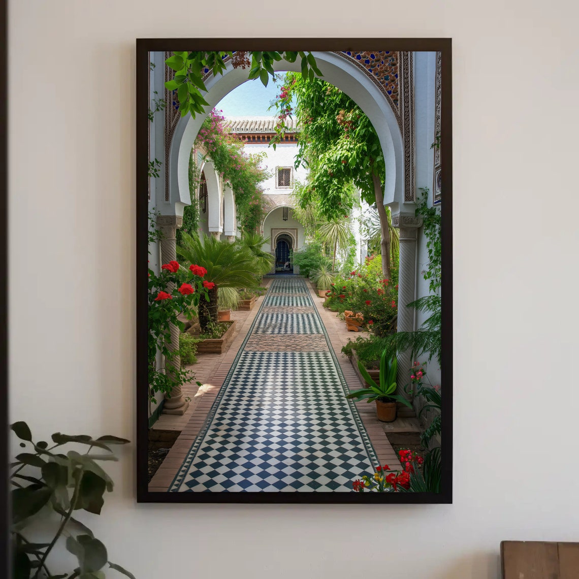 Moroccan Courtyard Garden Arched Tiled Path Photo Art Poster