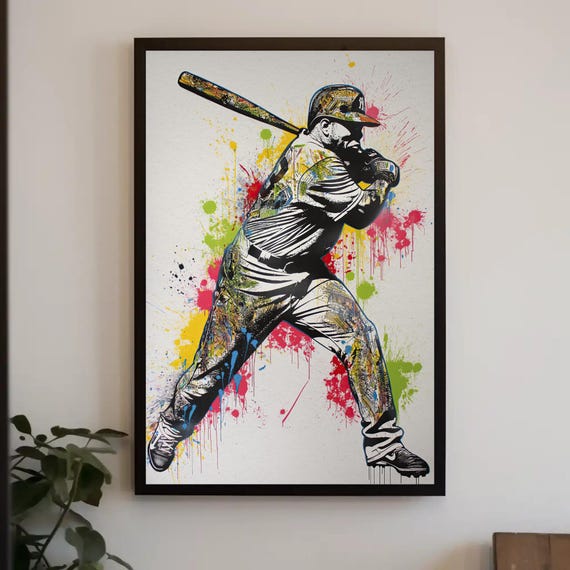 Babe Ruth Graffiti Print Man Cave Decor Babe Ruth Print Baseball Legend Wall Art Sports Lover Framed Babe Ruth Artwork