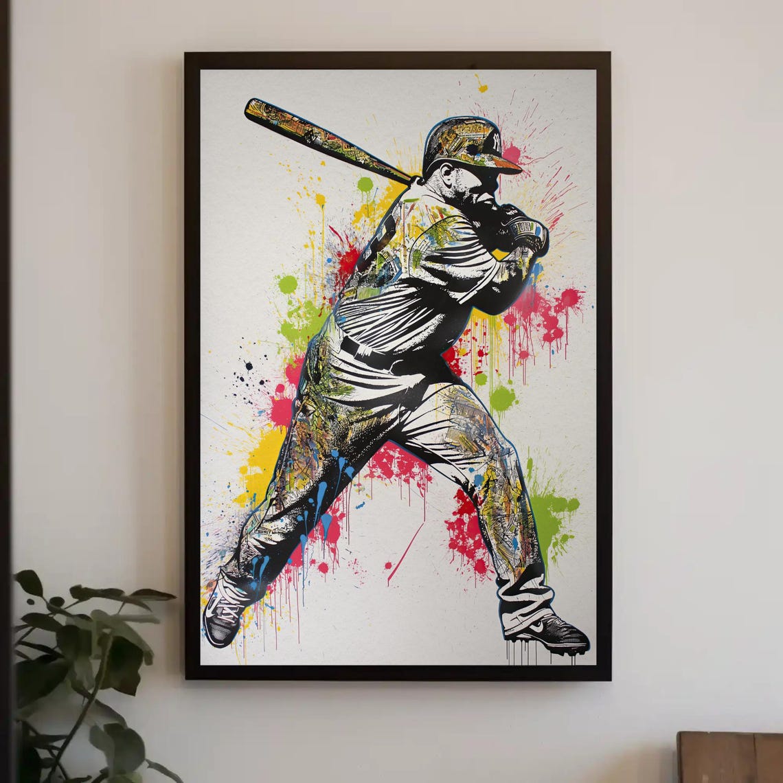 Babe Ruth Graffiti Print Man Cave Decor Babe Ruth Print Baseball Legend Wall Art Sports Lover Framed Babe Ruth Artwork