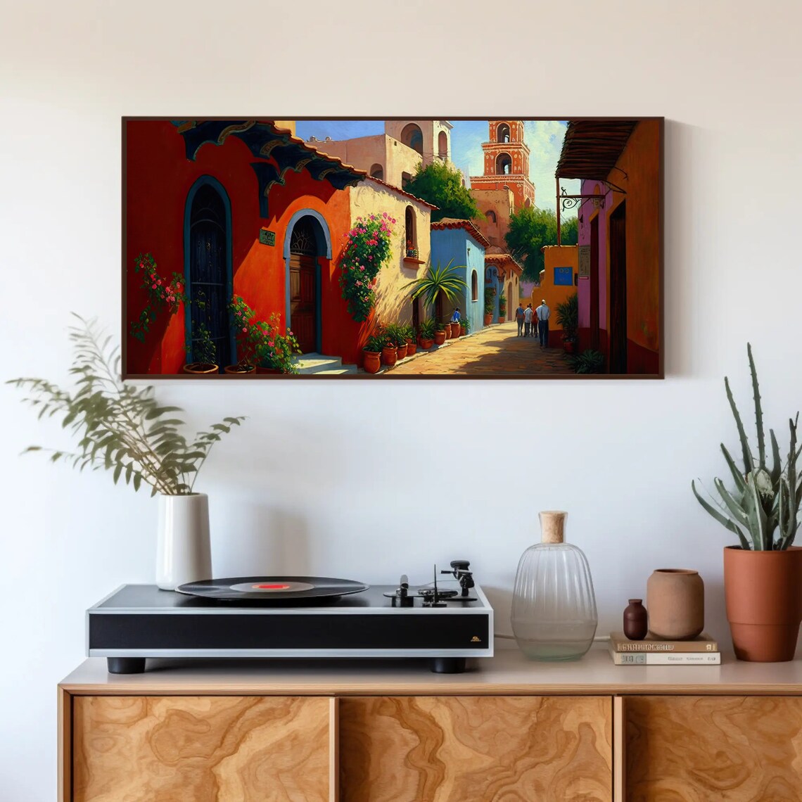 Mexican Village Scene, Colorful Traditional Art Print - Image 4