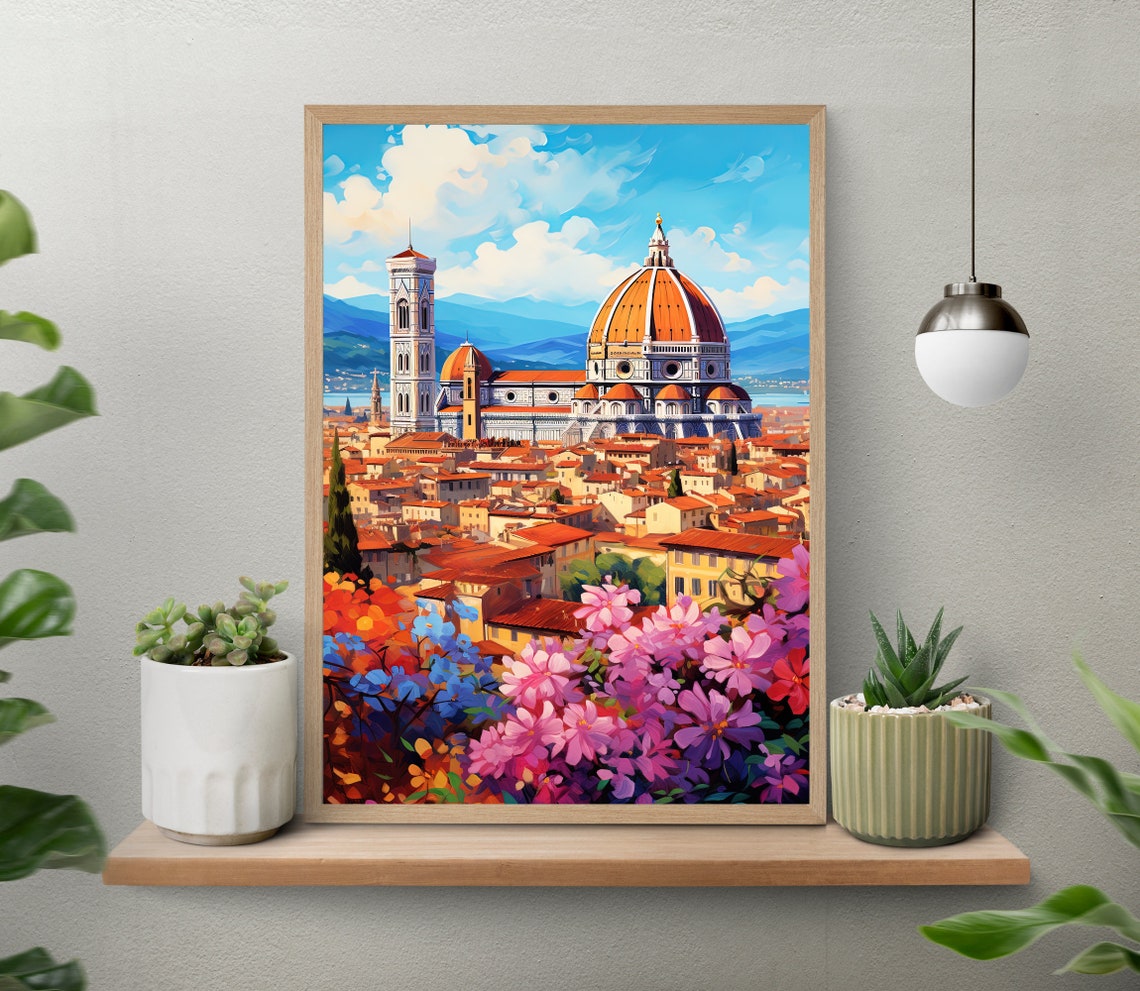 Florence Duomo Daytime View Blooming Flowers Italy Art Poster - Image 5