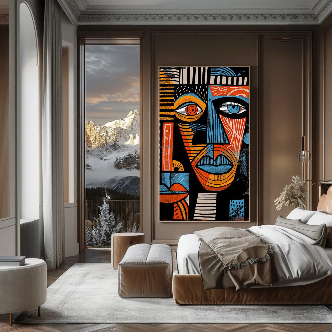 African Inspired Abstract Tribal Face Colorful Mask Artwork Poster - Image 4