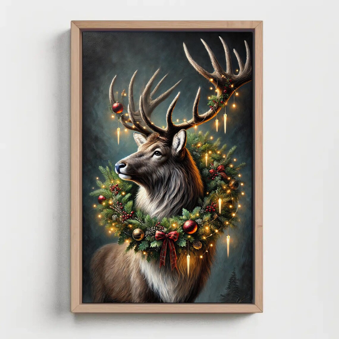 Festive Reindeer Holiday Wall Art Print, Christmas - Image 2