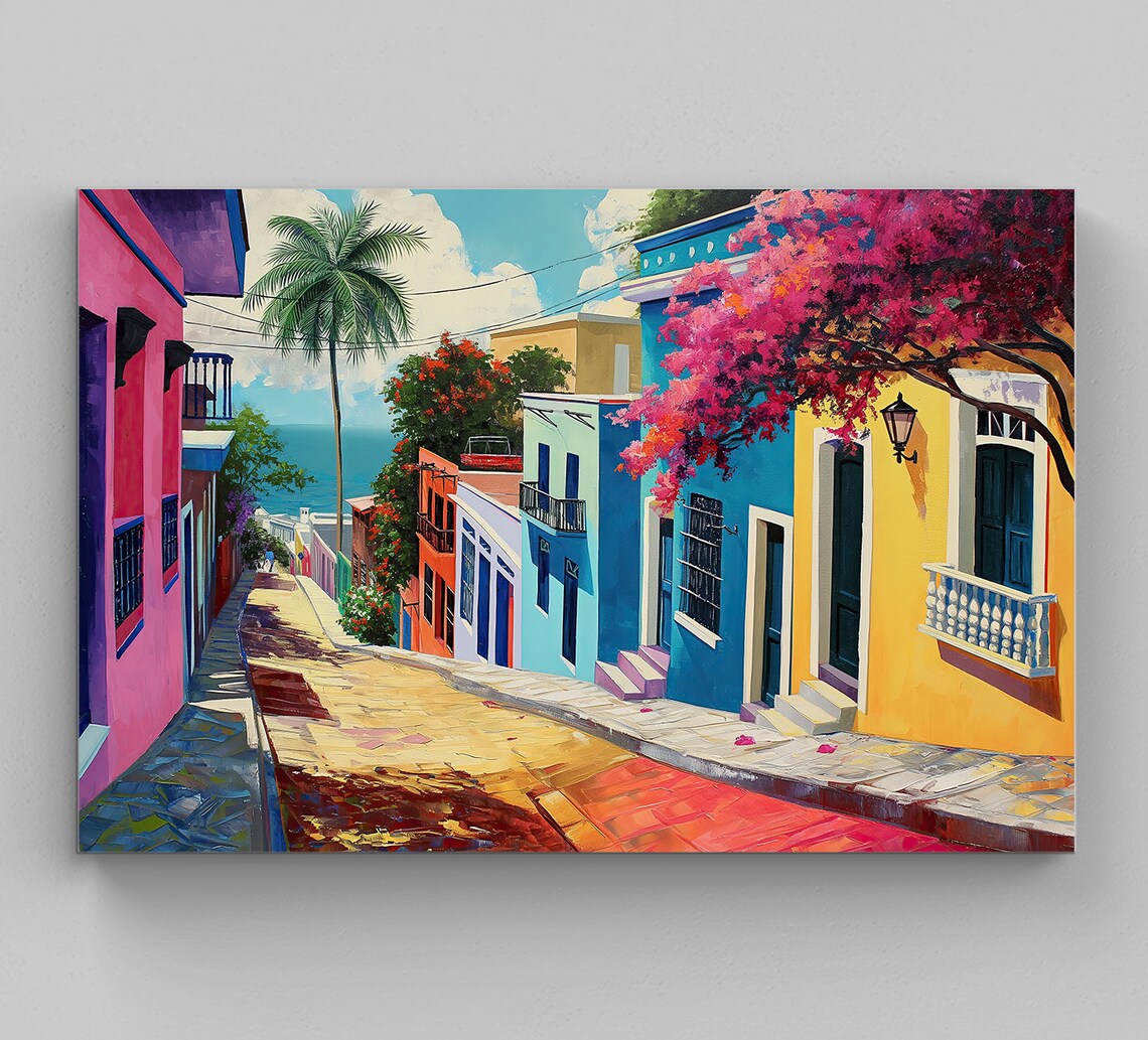 Puerto Rico Colorful Streets, Oil-Painting Art Print